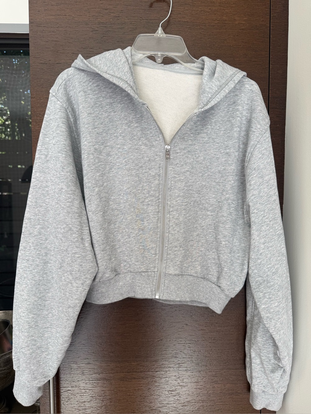 ALO Yoga Heather Gray Sweet Escape Zip Up Cropped Hoodie, Large - Picture 4 of 7